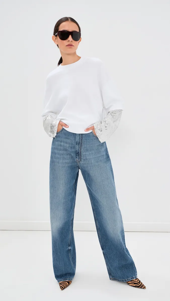 DARKPARK Troy Double Sleeve Tee with Pailettes White/Silver | Thumbnail 5 DARKPARK Troy Double Sleeve Tee with Pailettes White/Silver | Thumbnail 5