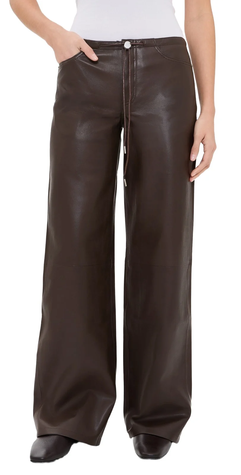 STILL HERE Cool Low Rise Leather Pants