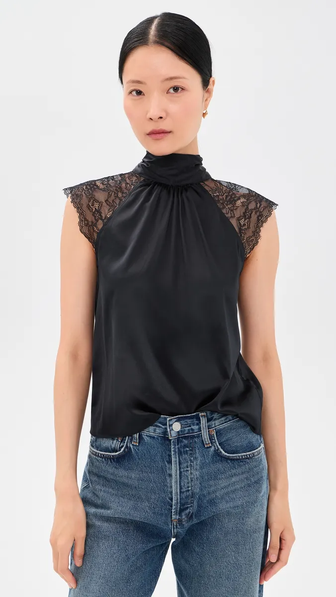Generation Love Rachel Chantilly Lace Combo Halter Blouse | Thumbnail 2