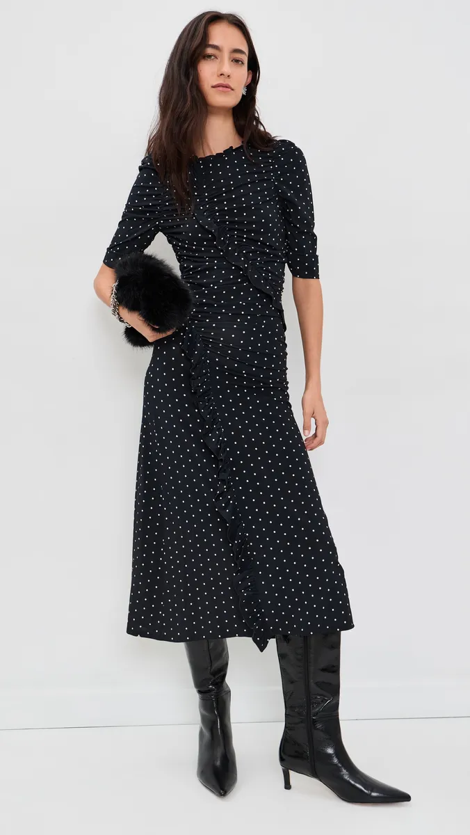 Sea Jeanne Polka Dot Print Ruched Midi Dress | Thumbnail 2 Sea Jeanne Polka Dot Print Ruched Midi Dress | Thumbnail 2