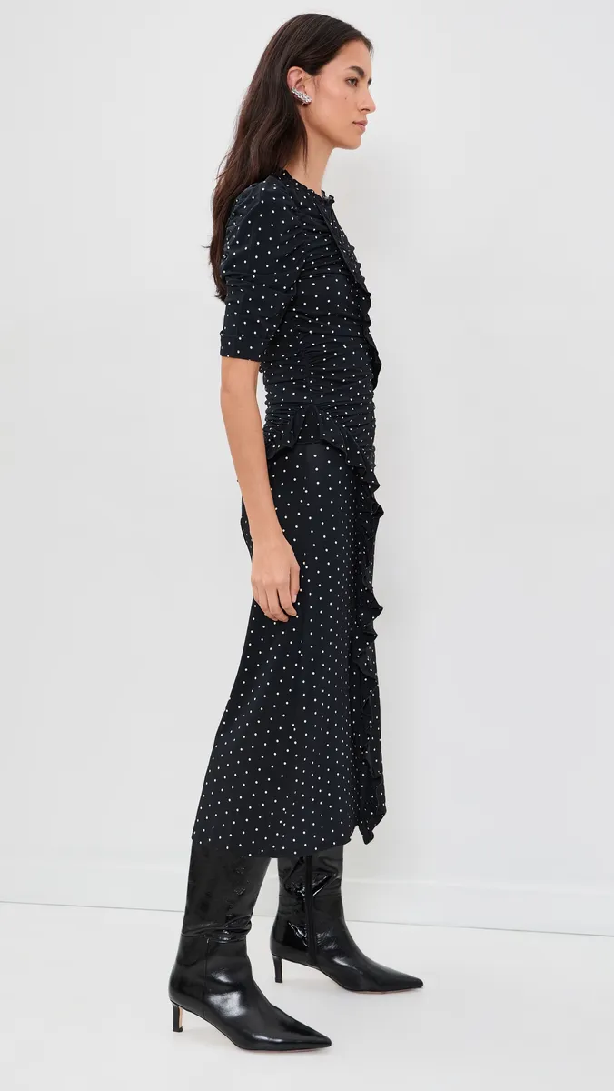 Sea Jeanne Polka Dot Print Ruched Midi Dress | Thumbnail 4 Sea Jeanne Polka Dot Print Ruched Midi Dress | Thumbnail 4