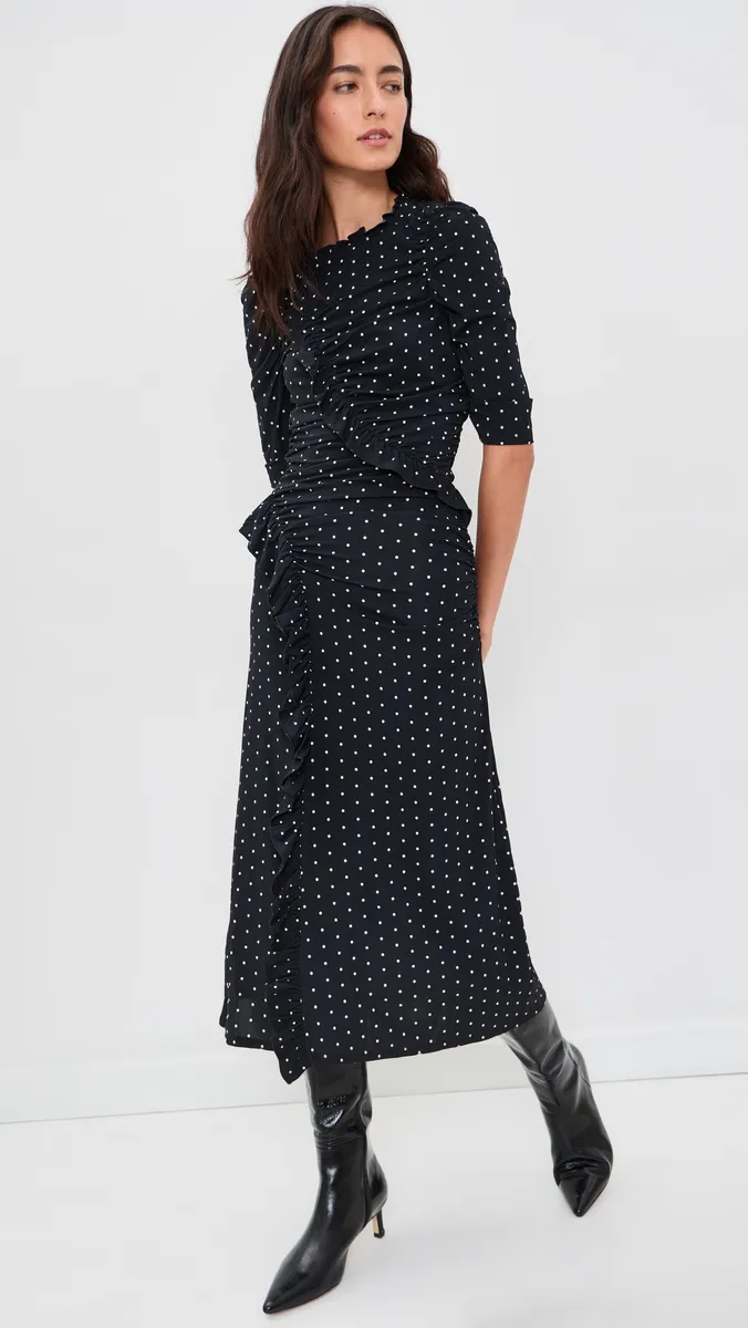 Sea Jeanne Polka Dot Print Ruched Midi Dress | Thumbnail 5 Sea Jeanne Polka Dot Print Ruched Midi Dress | Thumbnail 5