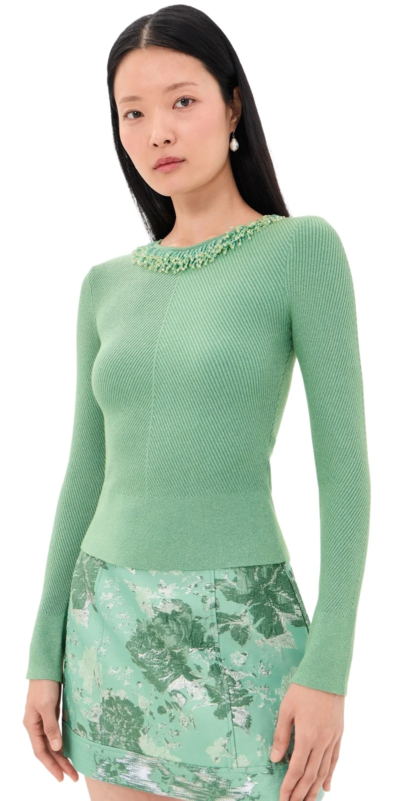 Aknvas Helena Necklace Embroidered Knit Top