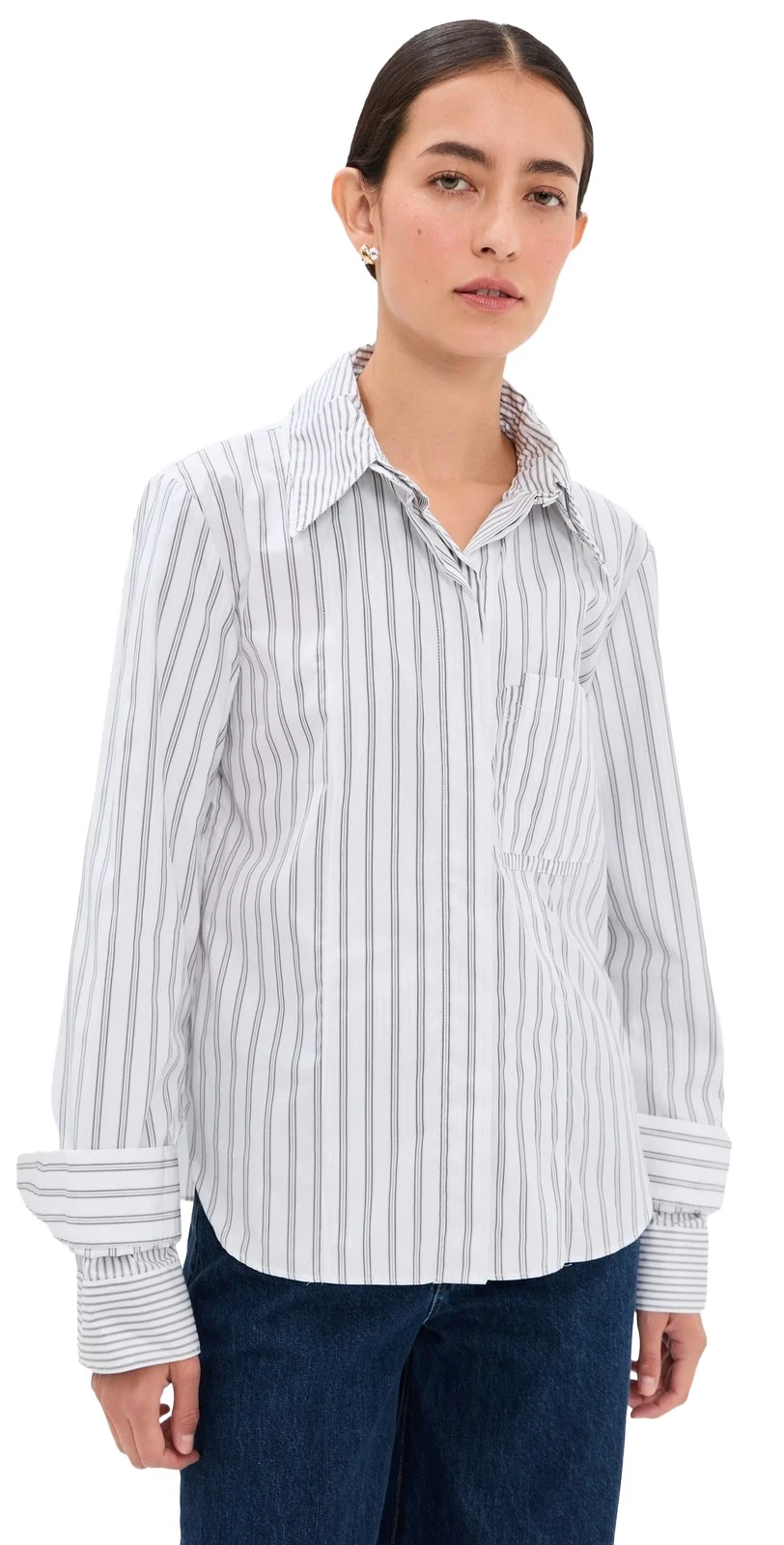 Double Layer Boyfriend Button Down Shirt Double Layer Boyfriend Button Down Shirt