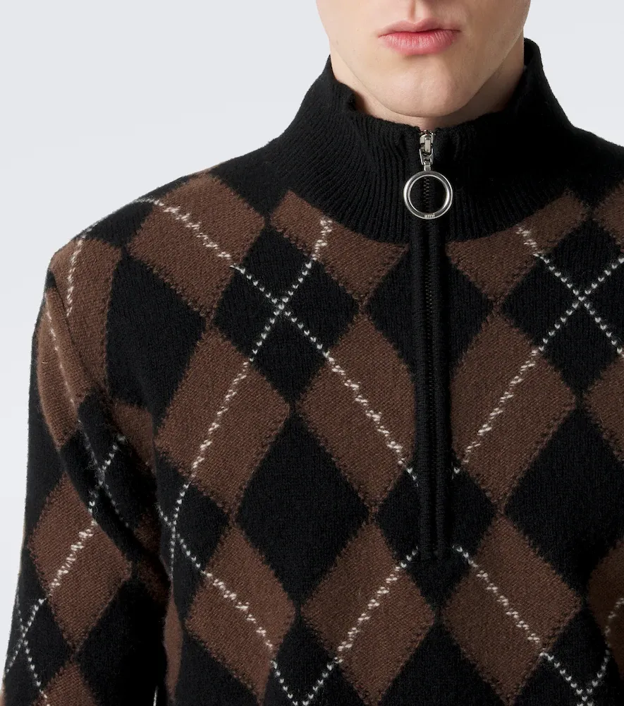 AMI PARIS Argyle virgin wool half-zip sweater | Thumbnail 3 AMI PARIS Argyle virgin wool half-zip sweater | Thumbnail 3