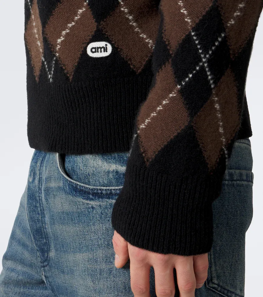 AMI PARIS Argyle virgin wool half-zip sweater | Thumbnail 5 AMI PARIS Argyle virgin wool half-zip sweater | Thumbnail 5
