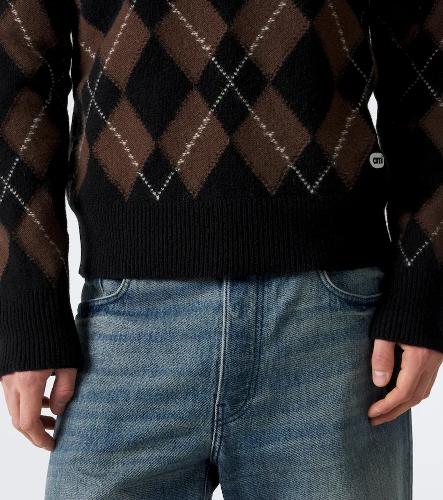 AMI PARIS Argyle virgin wool half-zip sweater | Thumbnail 6 AMI PARIS Argyle virgin wool half-zip sweater | Thumbnail 6