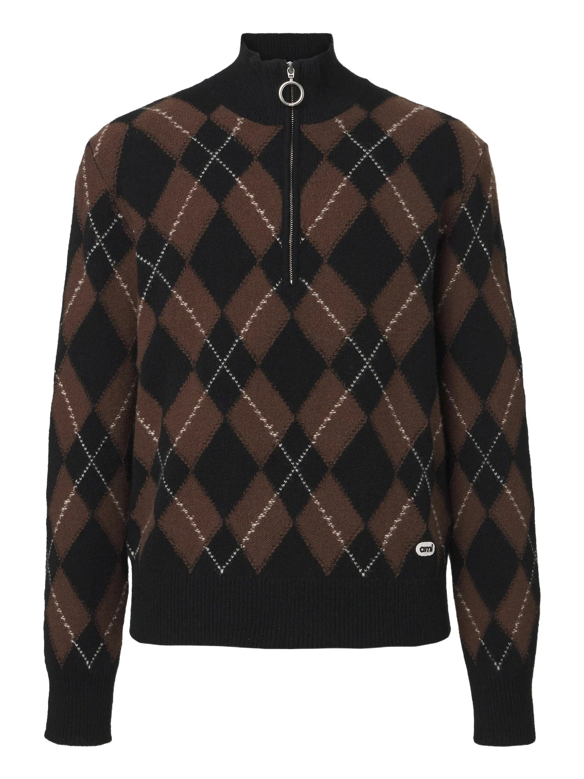 Argyle virgin wool half-zip sweater Argyle virgin wool half-zip sweater