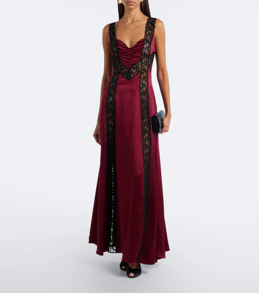 Rodarte Ruched lace-trimmed silk satin gown | Thumbnail 5 Rodarte Ruched lace-trimmed silk satin gown | Thumbnail 5
