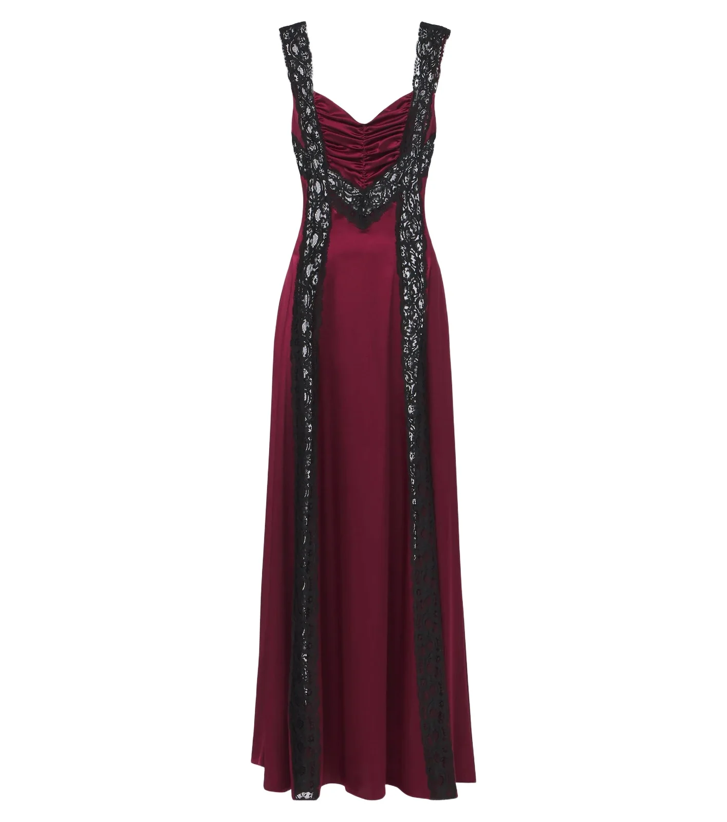 Rodarte Ruched lace-trimmed silk satin gown