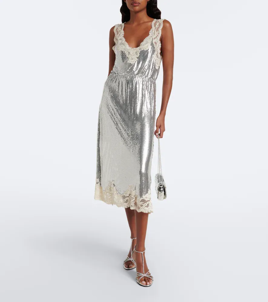 Rabanne Lace-trimmed chainmail midi dress | Thumbnail 4 Rabanne Lace-trimmed chainmail midi dress | Thumbnail 4