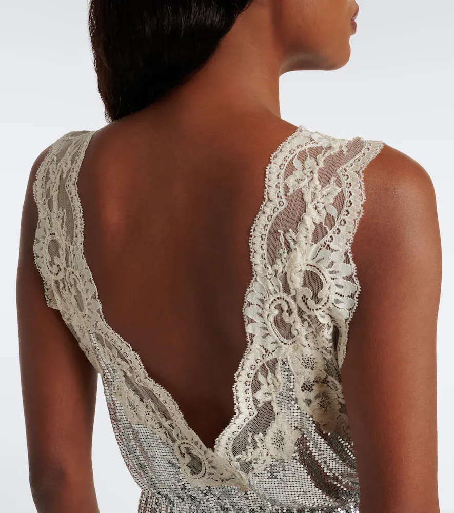Rabanne Lace-trimmed chainmail midi dress | Thumbnail 6 Rabanne Lace-trimmed chainmail midi dress | Thumbnail 6