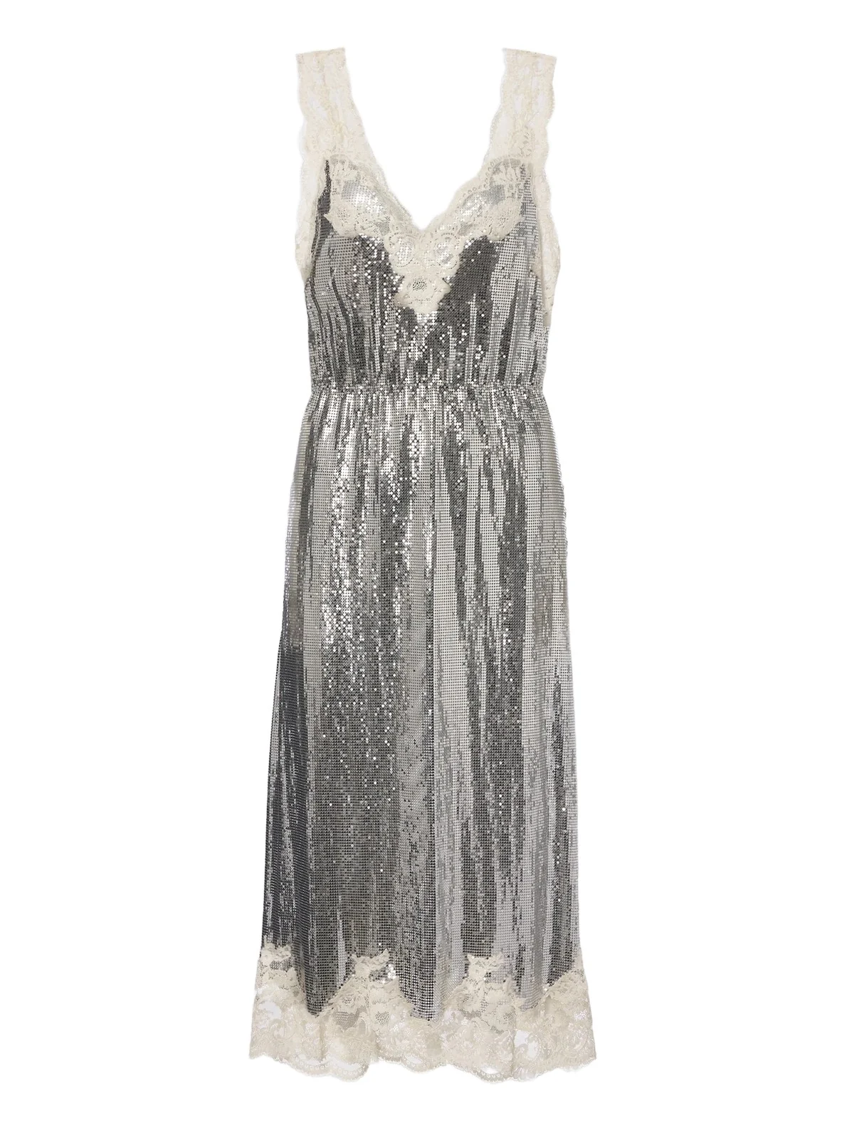Lace-trimmed chainmail midi dress Lace-trimmed chainmail midi dress