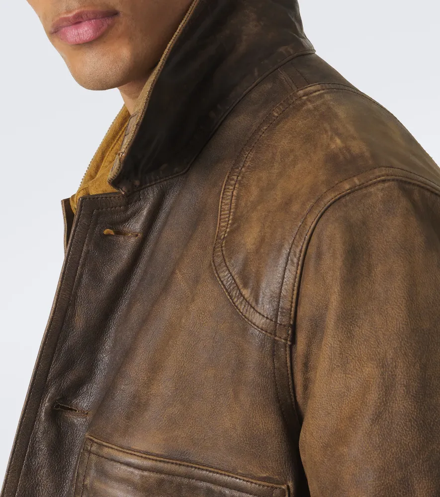 RRL Corduroy-trimmed leather jacket | Thumbnail 3