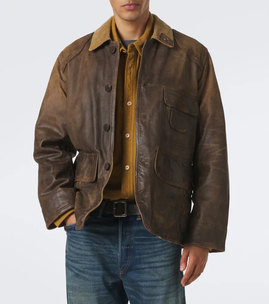 RRL Corduroy-trimmed leather jacket | Thumbnail 4