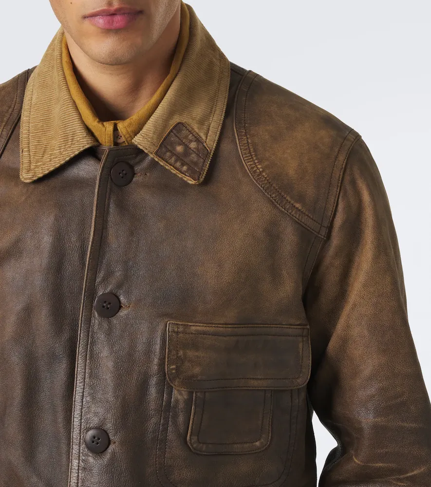 RRL Corduroy-trimmed leather jacket | Thumbnail 5