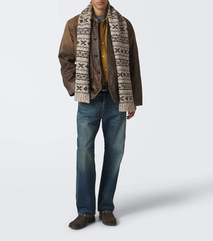 RRL Corduroy-trimmed leather jacket | Thumbnail 6