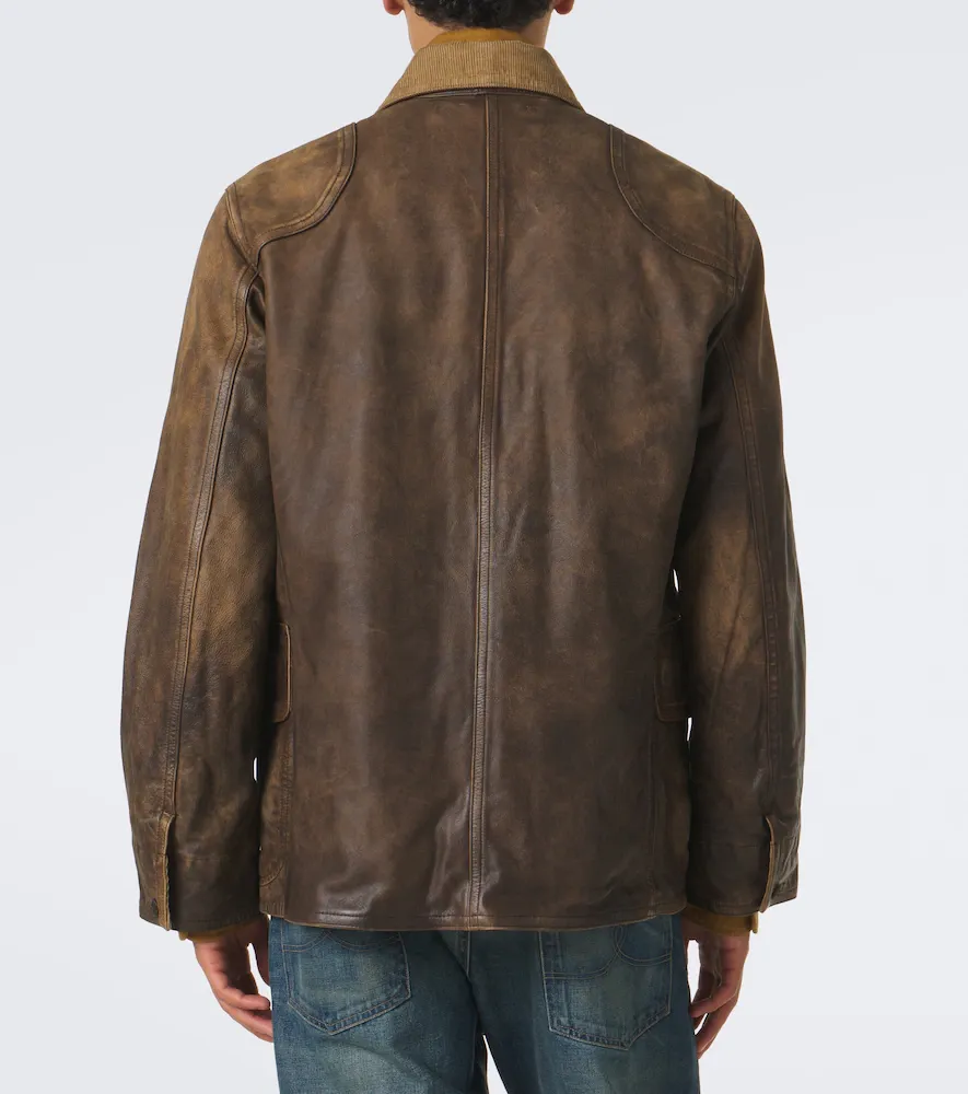 RRL Corduroy-trimmed leather jacket | Thumbnail 8