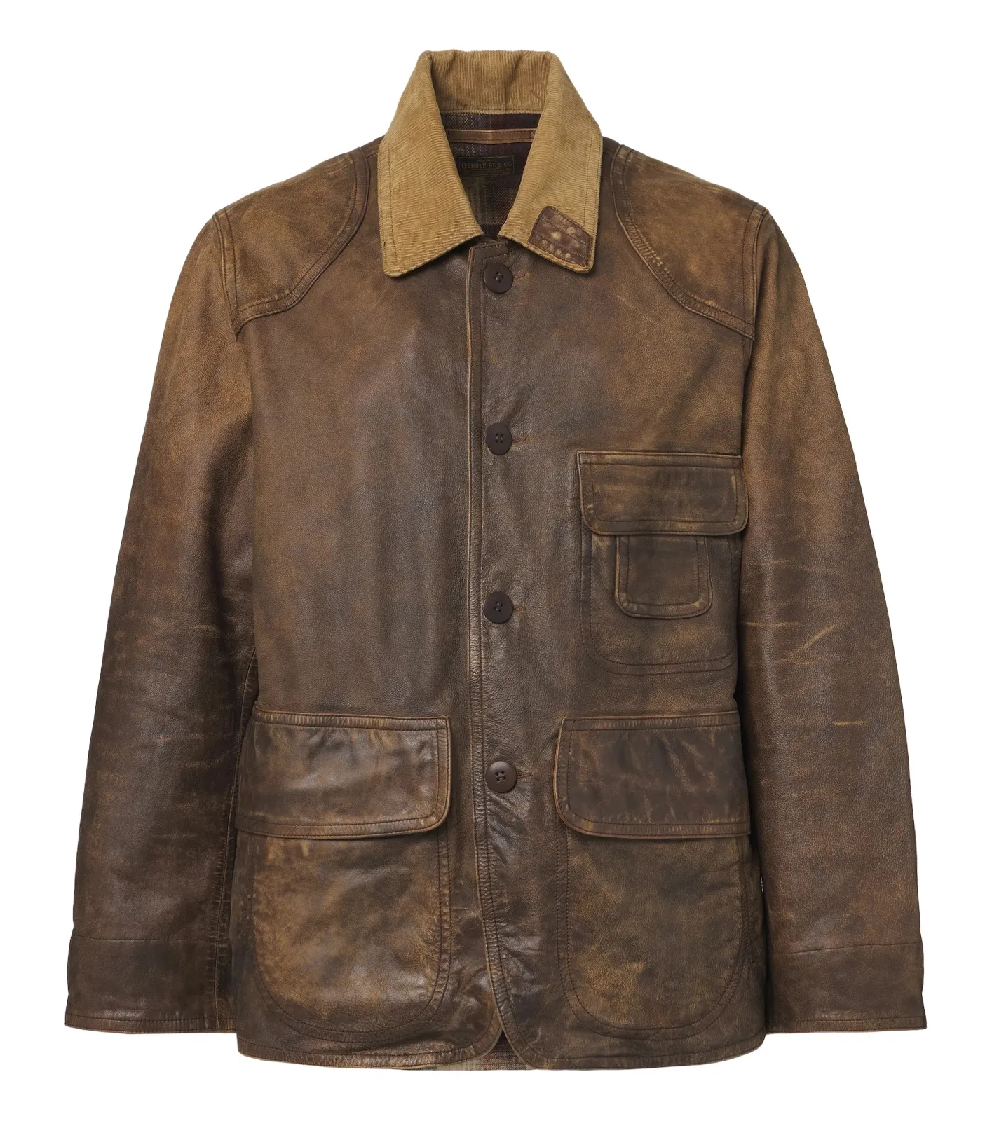 RRL Corduroy-trimmed leather jacket