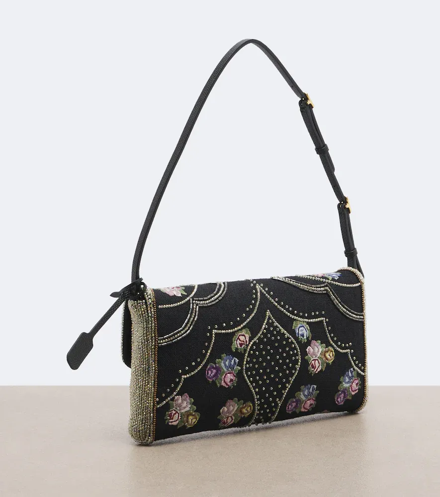 Valentino Garavani DeVain Small floral embellished shoulder bag | Thumbnail 2 Valentino Garavani DeVain Small floral embellished shoulder bag | Thumbnail 2