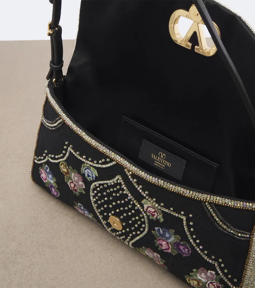Valentino Garavani DeVain Small floral embellished shoulder bag | Thumbnail 4 Valentino Garavani DeVain Small floral embellished shoulder bag | Thumbnail 4