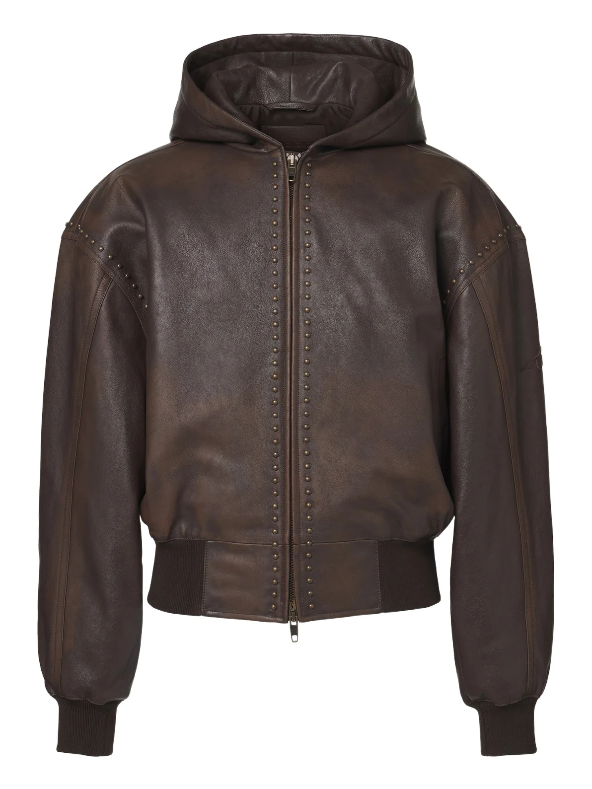 Balenciaga Studded hooded leather jacket