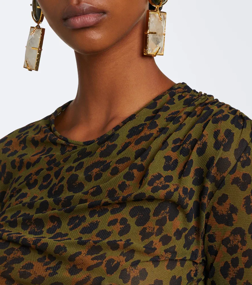 Saint Laurent Leopard-print ruched tulle jersey minidress | Thumbnail 5 Saint Laurent Leopard-print ruched tulle jersey minidress | Thumbnail 5