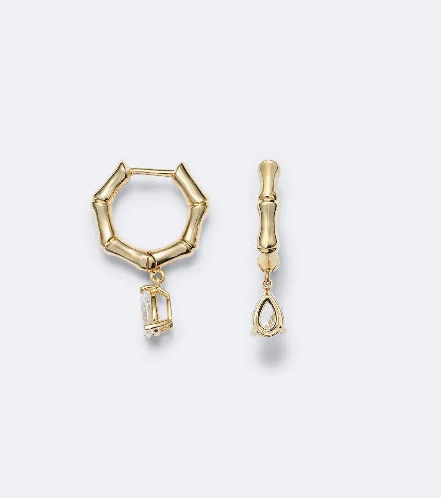 Anita Ko Bamboo Small 18kt gold huggie earrings with diamonds | Thumbnail 4 Anita Ko Bamboo Small 18kt gold huggie earrings with diamonds | Thumbnail 4