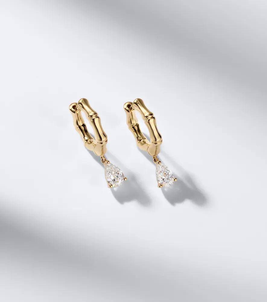 Anita Ko Bamboo Small 18kt gold huggie earrings with diamonds | Thumbnail 5 Anita Ko Bamboo Small 18kt gold huggie earrings with diamonds | Thumbnail 5