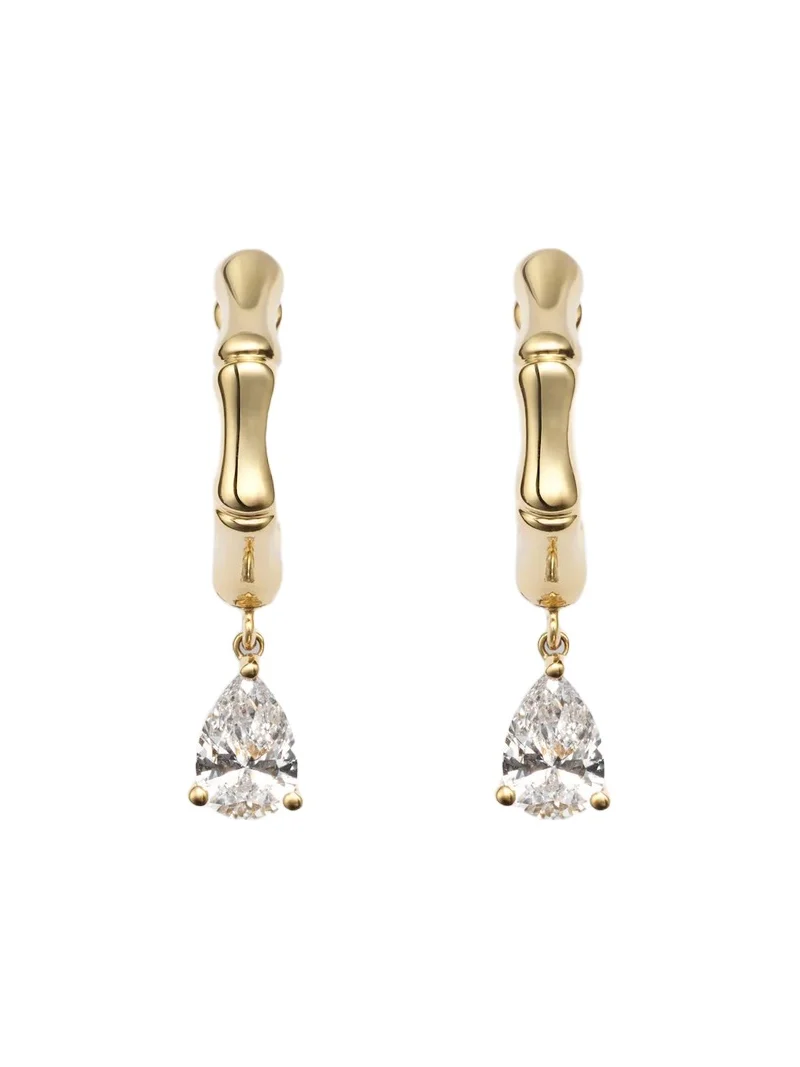 Bamboo Small 18kt gold huggie earrings with diamonds