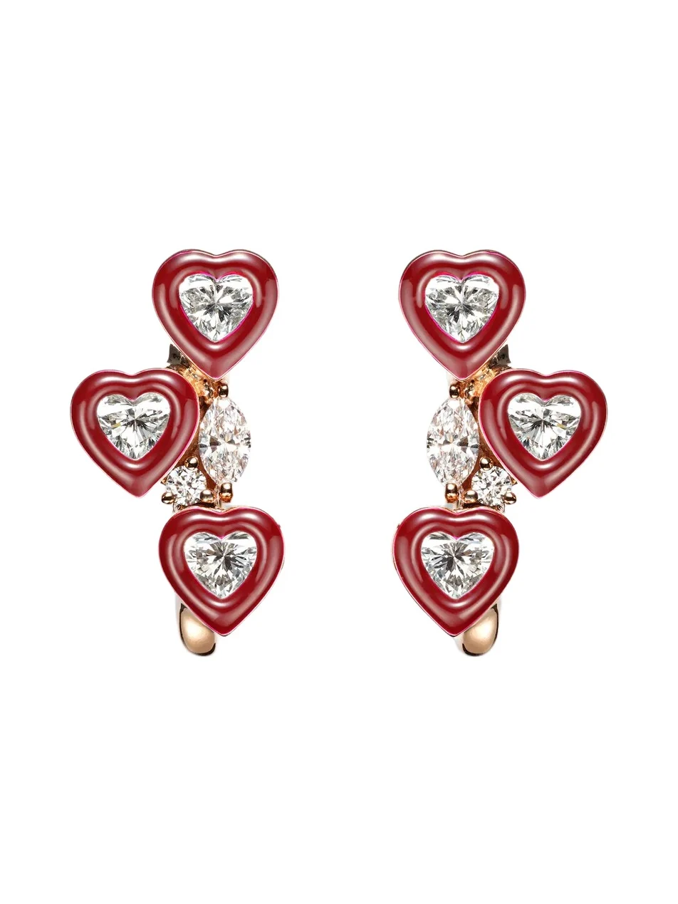 Kamyen Candy Crush 18kt rose gold and enamel earrings with diamonds
