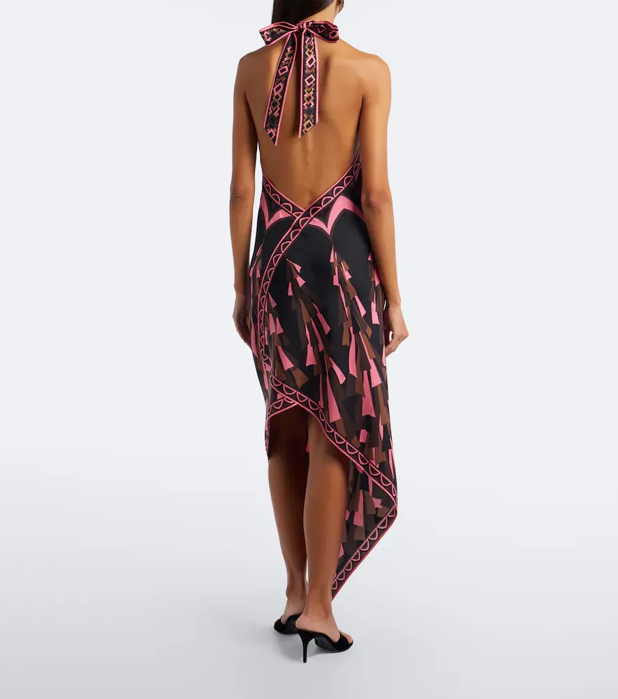 PUCCI Baiadera halterneck silk twill midi dress | Thumbnail 4 PUCCI Baiadera halterneck silk twill midi dress | Thumbnail 4