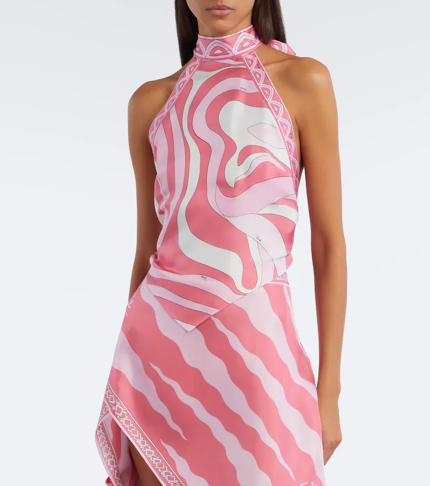 PUCCI Marmo halterneck silk twill scarf top | Thumbnail 3 PUCCI Marmo halterneck silk twill scarf top | Thumbnail 3