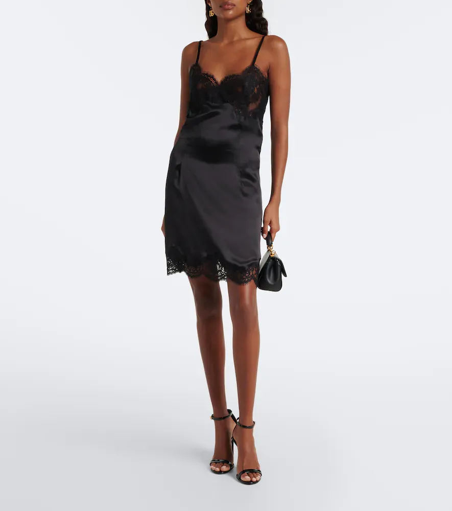 Dolce & Gabbana Lace-trimmed silk satin slip dress | Thumbnail 3 Dolce & Gabbana Lace-trimmed silk satin slip dress | Thumbnail 3