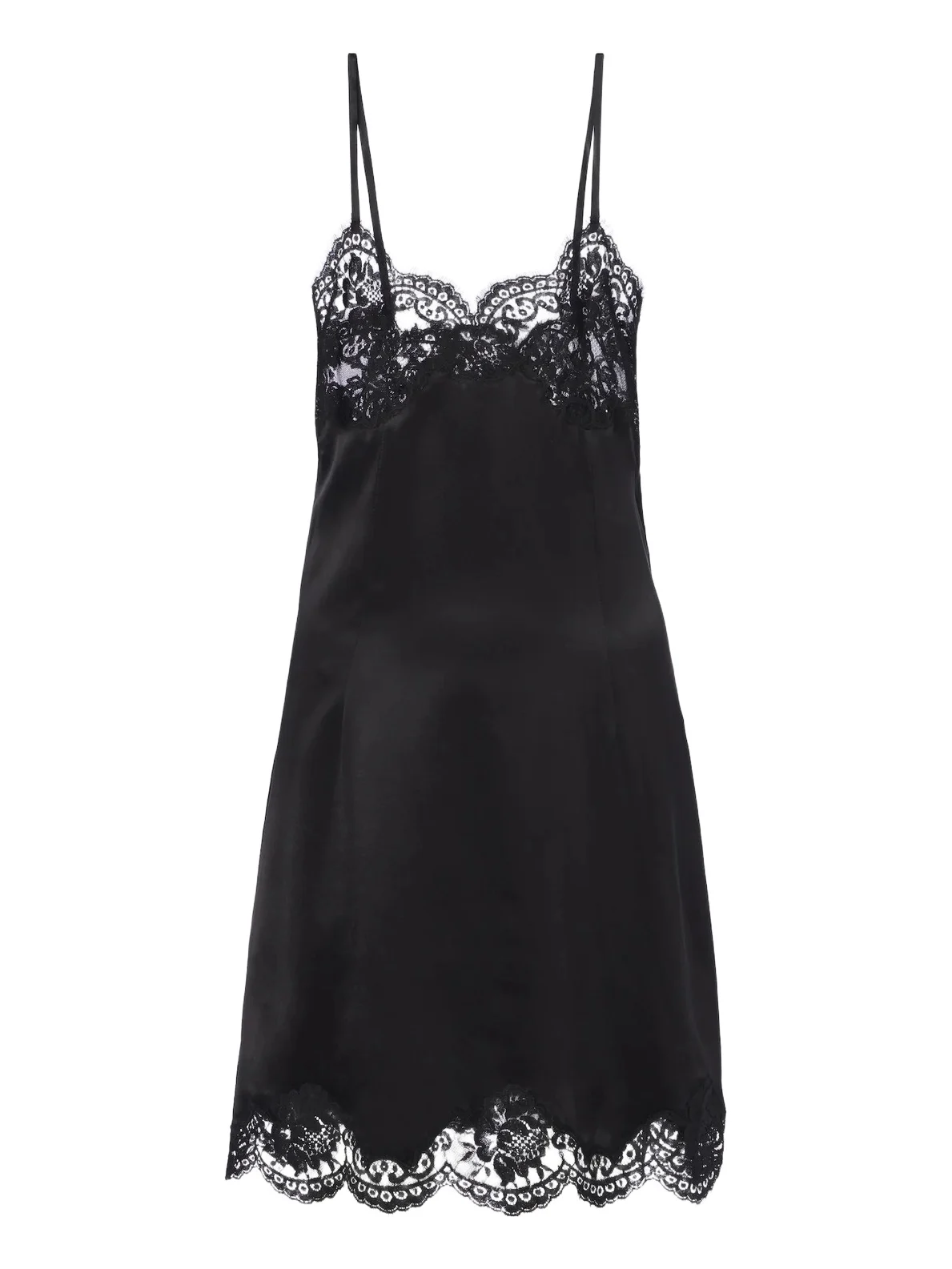 Dolce & Gabbana Lace-trimmed silk satin slip dress