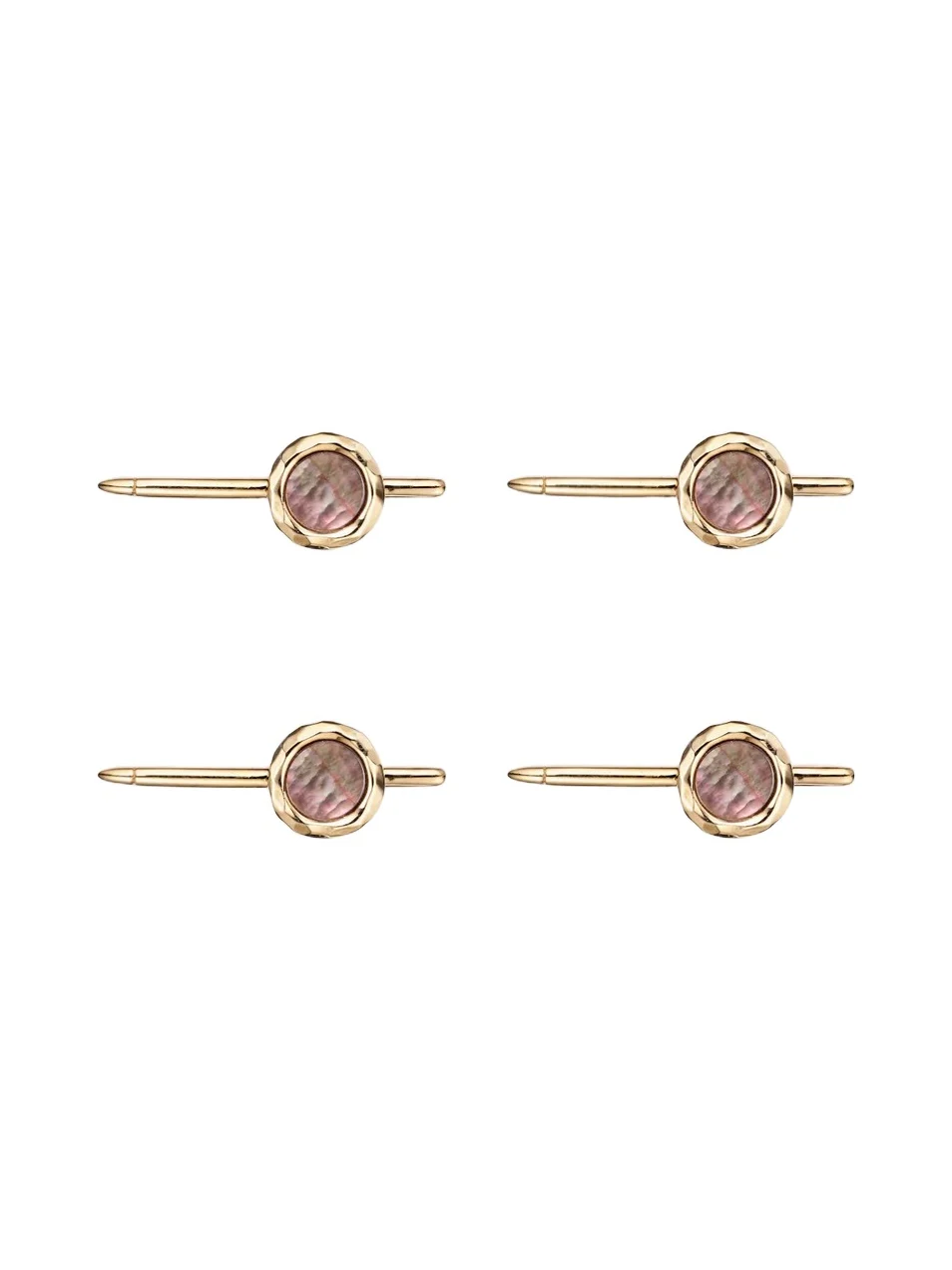 Octavia Elizabeth Nesting Gem Stone set of 4 18kt gold tuxedo studs with mother-of-pearls