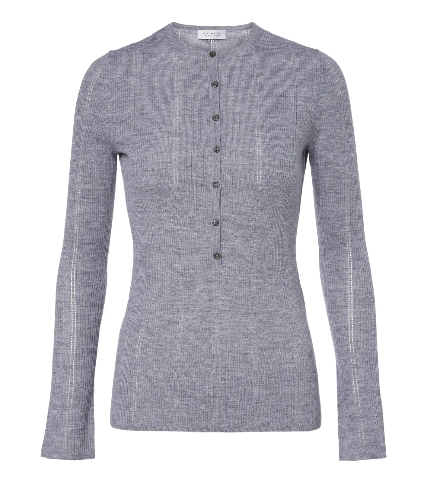 Olea pointelle wool Henley shirt Olea pointelle wool Henley shirt