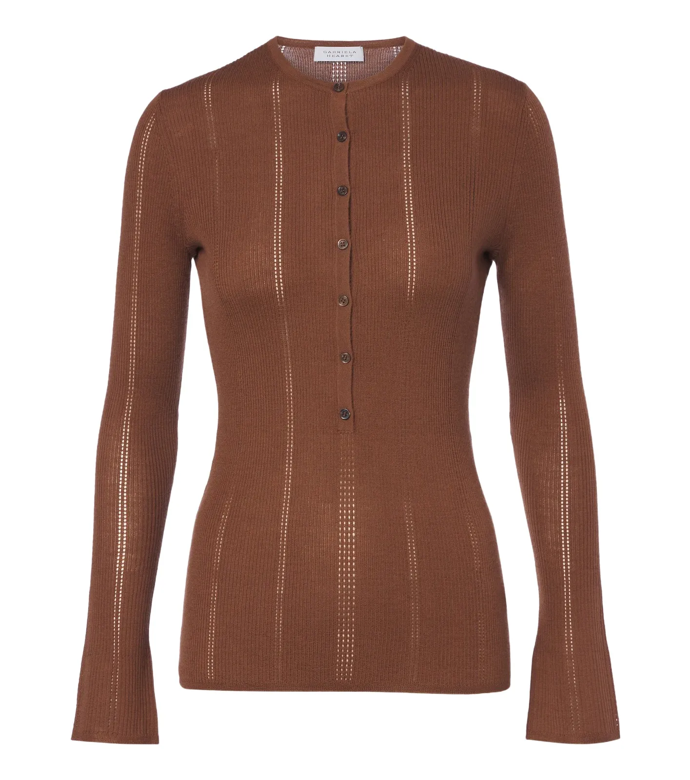 Olea pointelle wool Henley shirt Olea pointelle wool Henley shirt