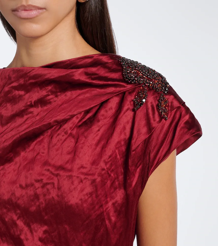 Erdem Draped embellished satin gown | Thumbnail 6