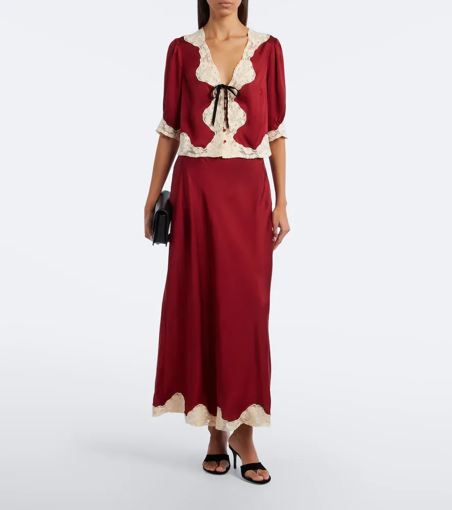 Rixo Crystal lace-trimmed satin slip skirt | Thumbnail 2 Rixo Crystal lace-trimmed satin slip skirt | Thumbnail 2