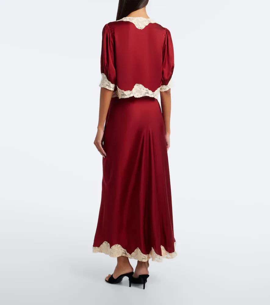 Rixo Crystal lace-trimmed satin slip skirt | Thumbnail 3 Rixo Crystal lace-trimmed satin slip skirt | Thumbnail 3