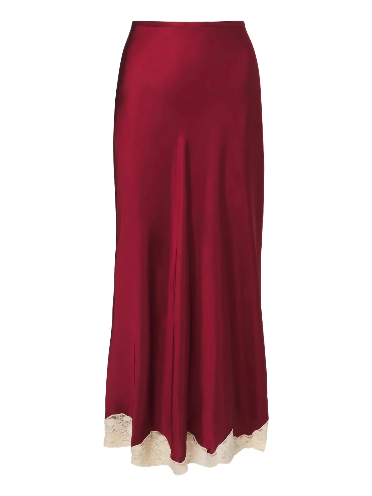 Rixo Crystal lace-trimmed satin slip skirt