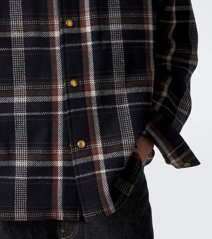 A.PRESSE A. Presse Checked wool and cashmere overshirt | Thumbnail 6