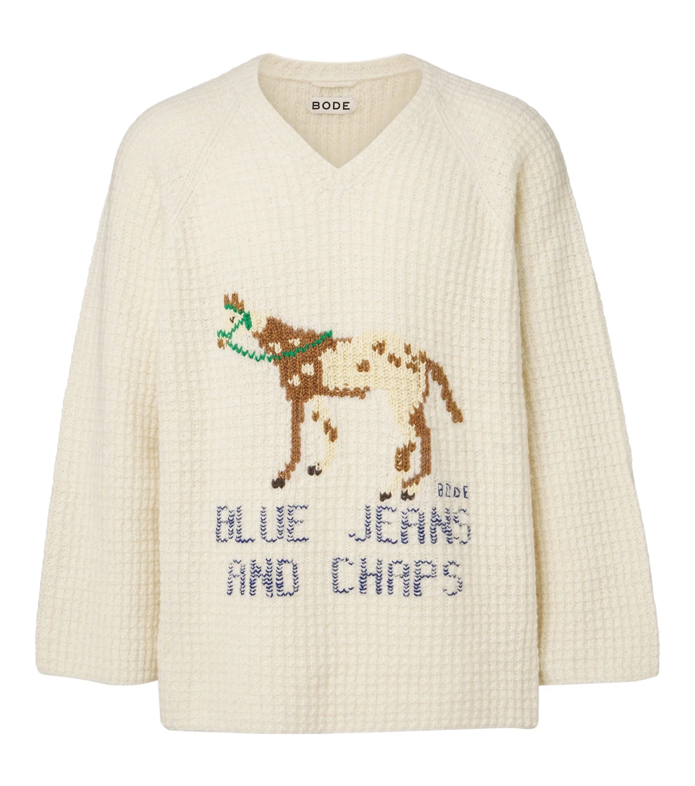 BODE Show waffle-knit intarsia wool sweater