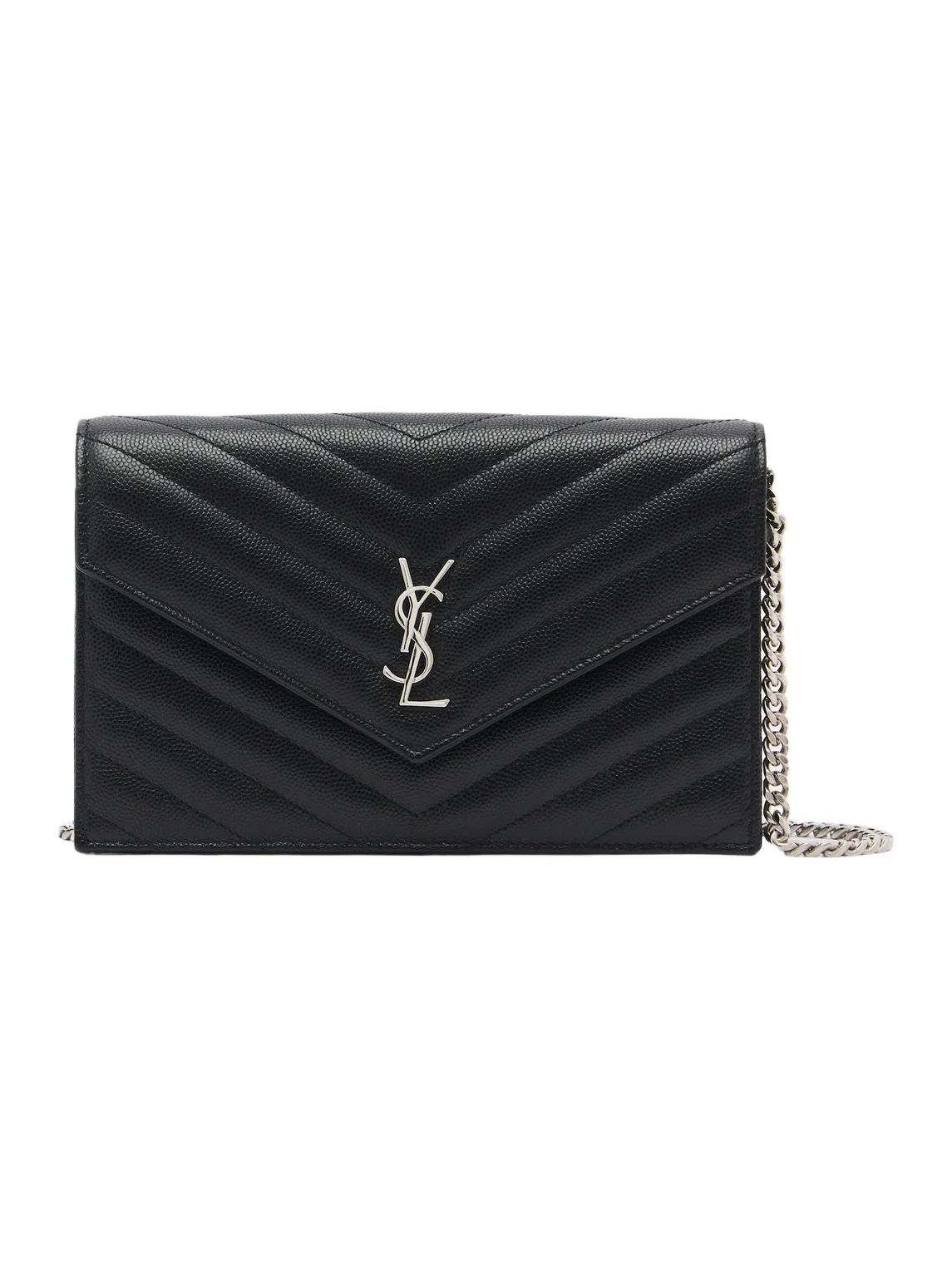 Saint Laurent Cassandre matelassé leather wallet on chain
