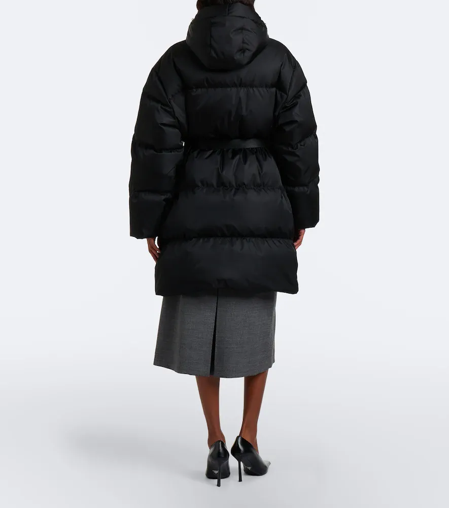 Prada Belted hooded Re-Nylon down coat | Thumbnail 3