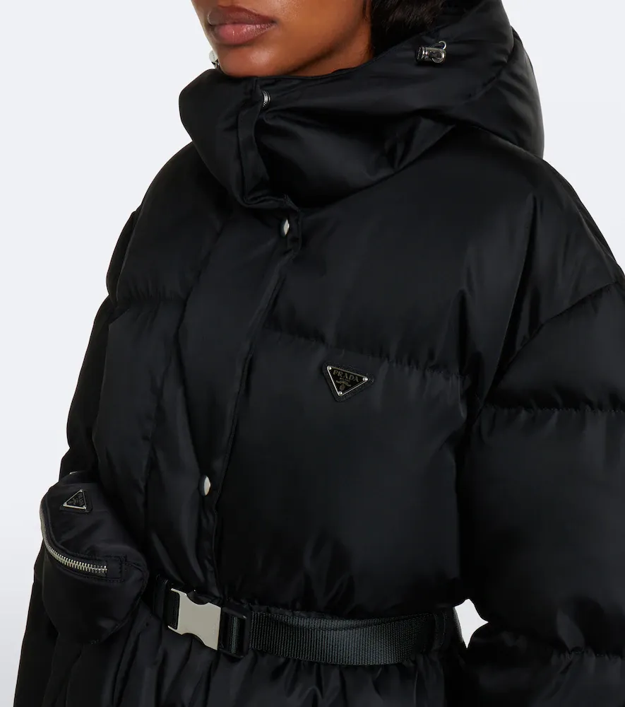 Prada Belted hooded Re-Nylon down coat | Thumbnail 5
