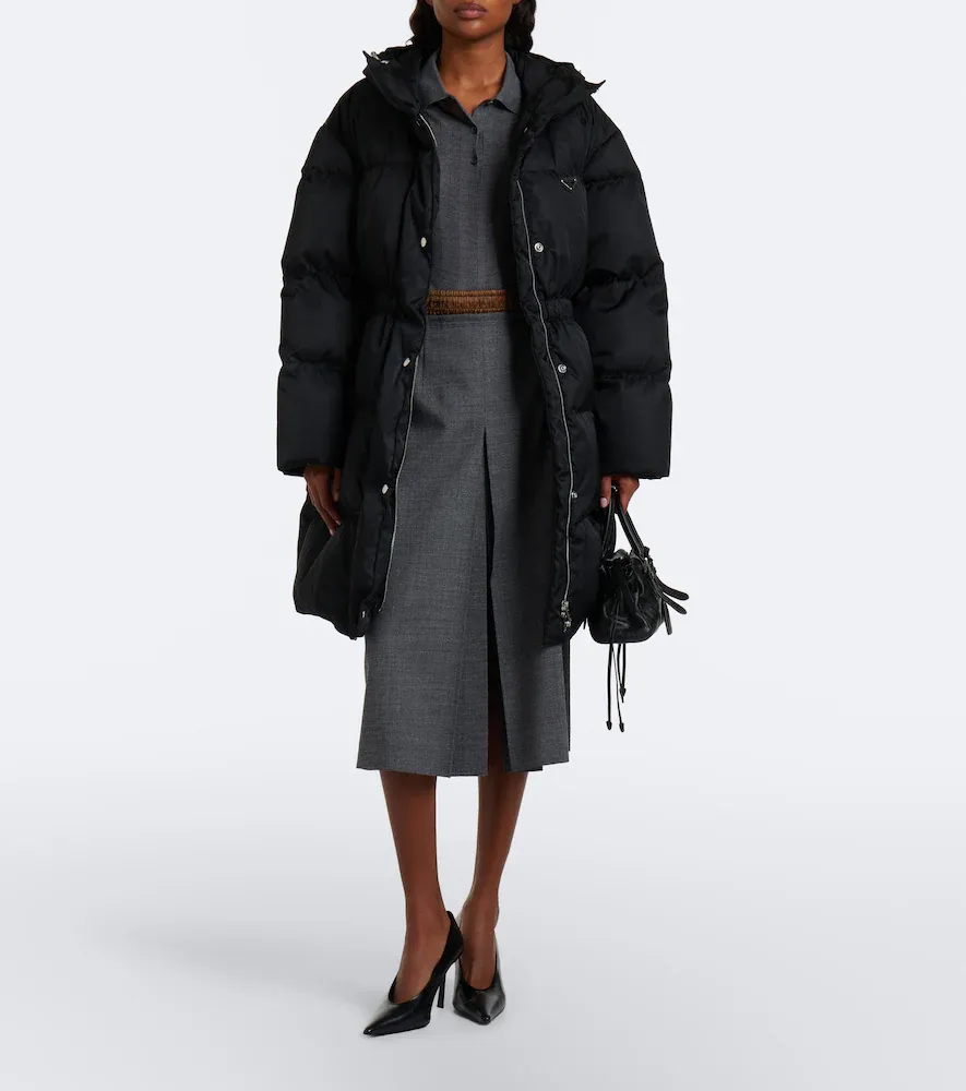 Prada Belted hooded Re-Nylon down coat | Thumbnail 6