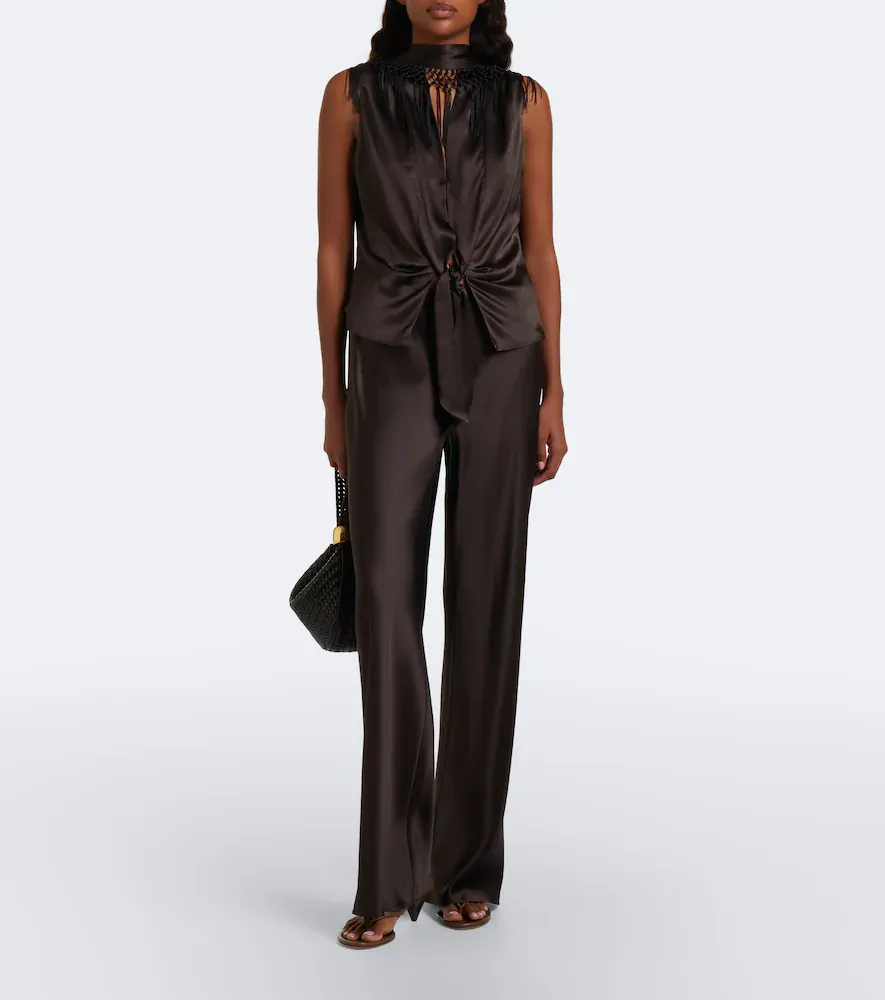 SIR. Lula fringed scarf-detail silk top | Thumbnail 4 SIR. Lula fringed scarf-detail silk top | Thumbnail 4