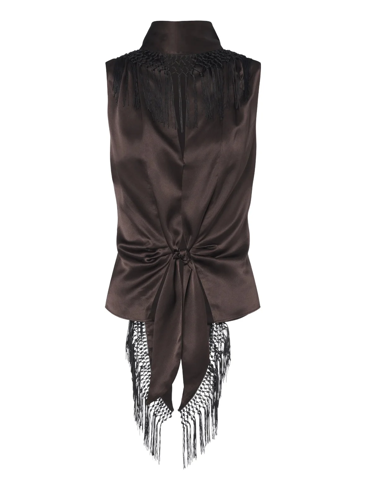 Lula fringed scarf-detail silk top Lula fringed scarf-detail silk top